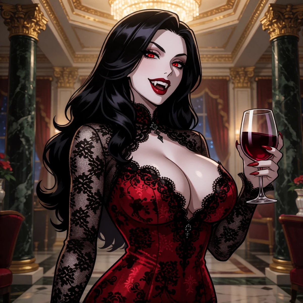 #MonsterGirlJulAI Day 30: Voluptuous Vampire