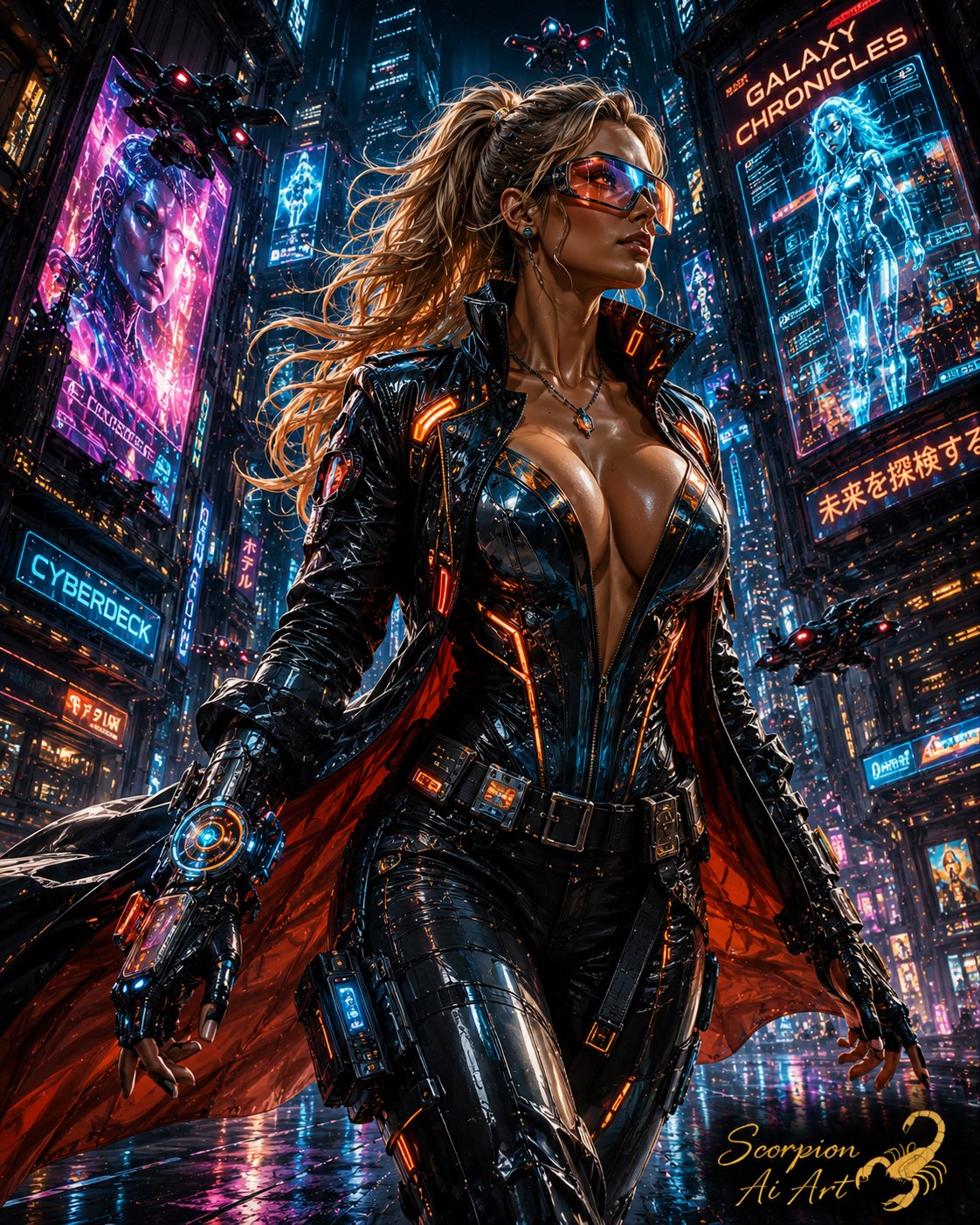 Day 13 – Dynamic Sci-Fi Heroine Theme: Stylized Sci-Fi Adventure #AI2WcFinalRound By @cyberpopdreams…