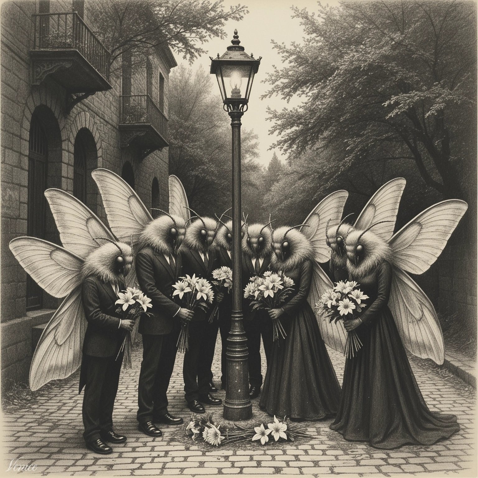#dailyspark Moths holding a funeral for a streetlight