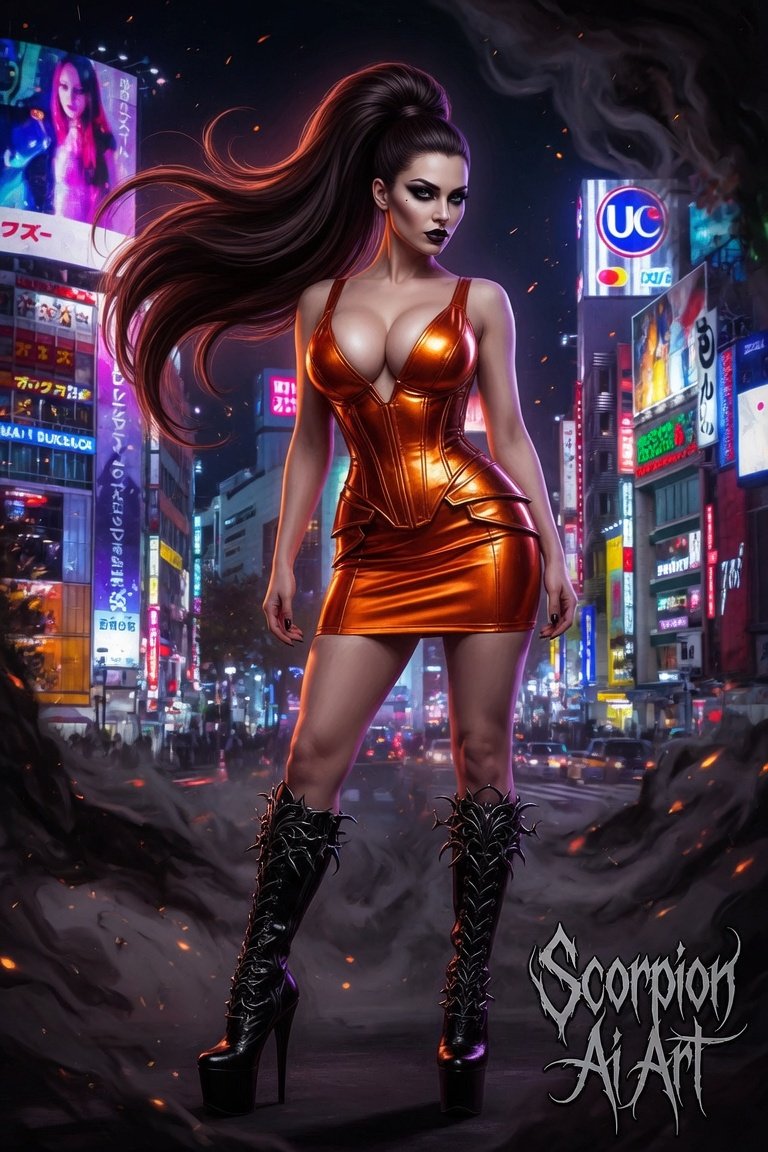 Day 26 - Tokyo - Futuristic Chic Metallic skirt or silver dress + platforms. Night of lights in Shib…