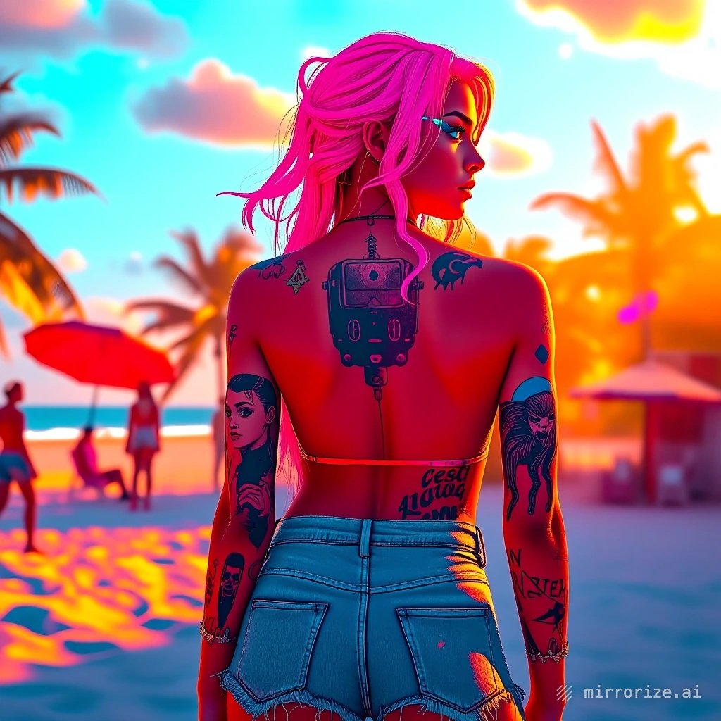 Summer Vibes - Jinx Model created inside Qi Chat #uniquetattoo