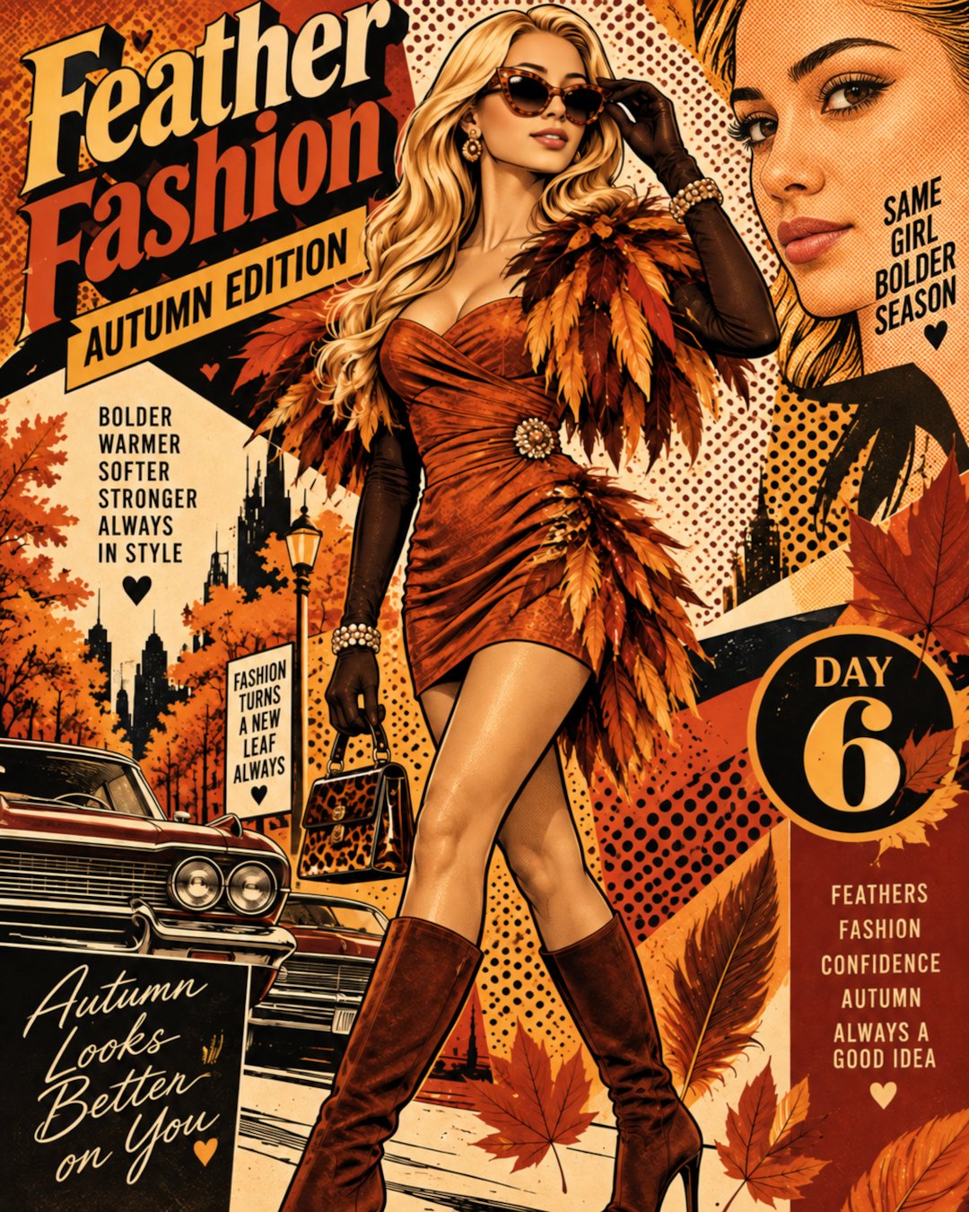 Retro Glam Pop #FeatherFashion #AutumnEdition @GuruScorpion