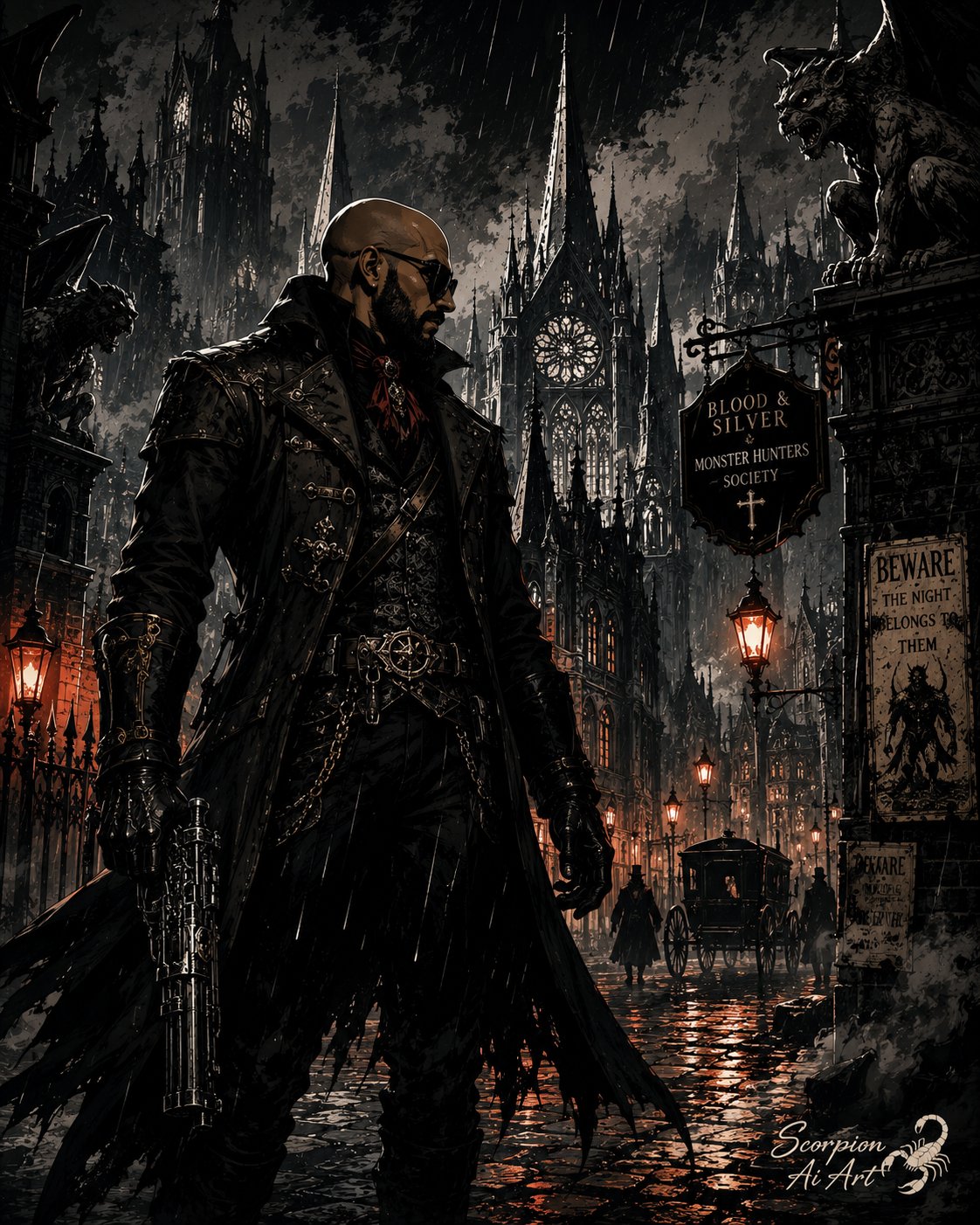 #AI2WCFinalRound by @cyberpopdreams Day 5 – Gothic Shadows Theme: Bold Gothic Illustration