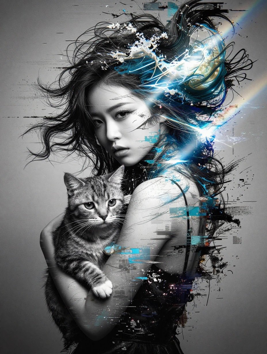 quantum, glitch, highlighter cool prompt Jinx, here is mine