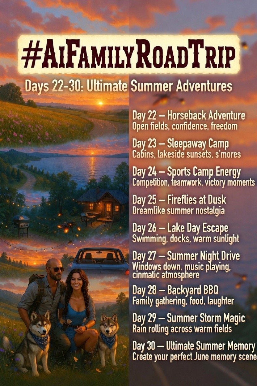 Week 4 rolls in with pure sunshine energy — June 22–30: Ultimate Summer Adventures. ☀️🚗🌾 From open‑f…
