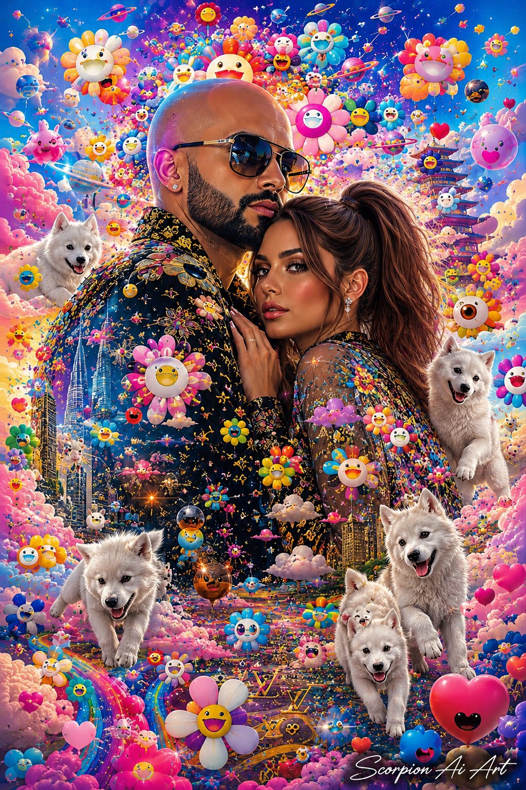 #AI2WcRound2 By @cyberpopdreams.bsky.social Day 1 – Takashi Murakami Style