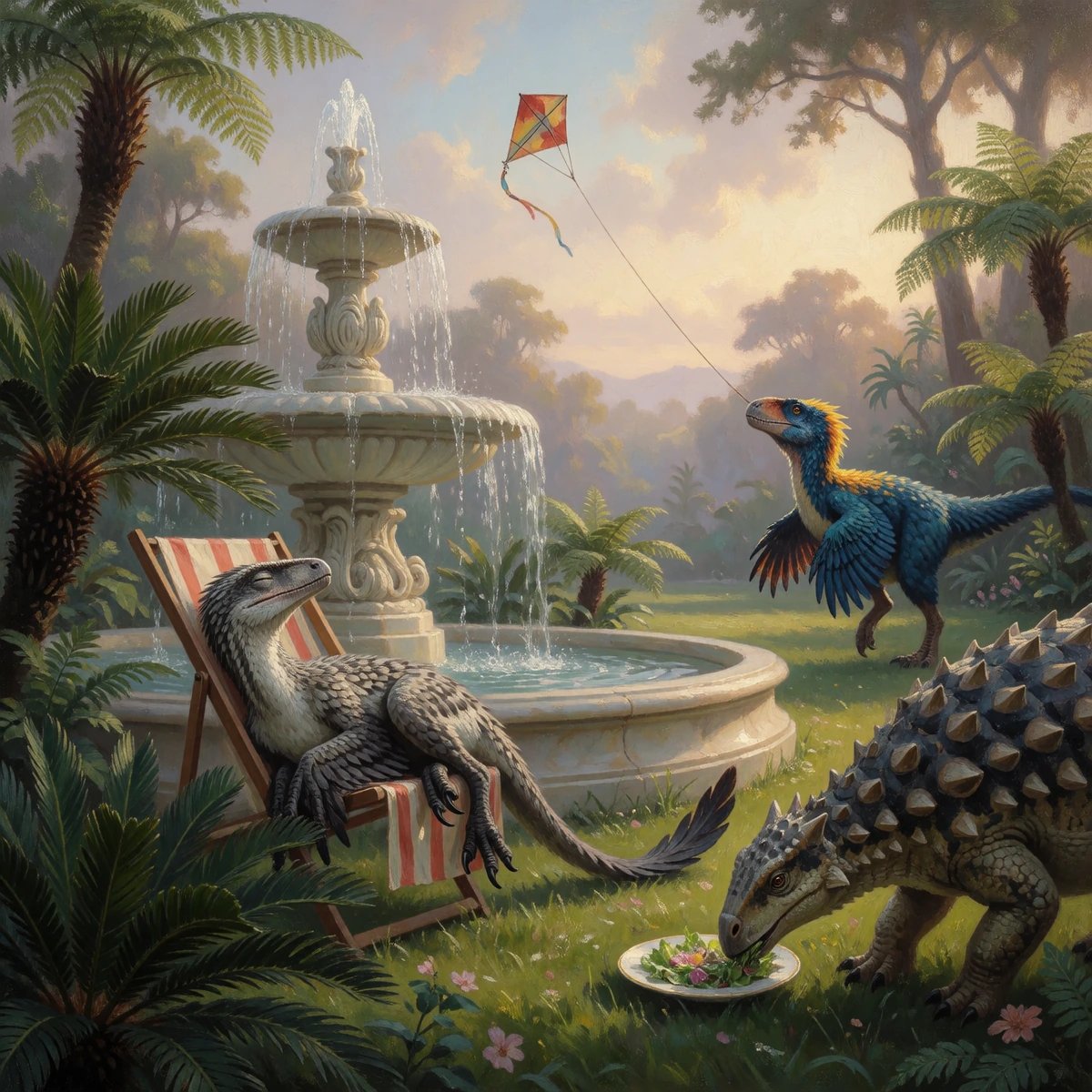 Isn't it nice when we all get along... #DinoWeek by @GuruScorpion Dino Paradise