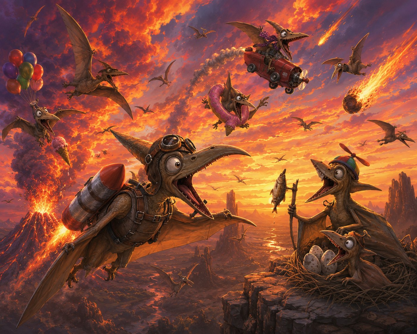 #DinoWeek by @GuruScorpion Day 4:Skies of fire Pterosaurs take flight