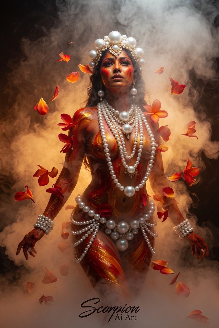 Beauty With Pearls and petals with forest souls. #promptshare #prompt by @hermia A vibrant scene whe…