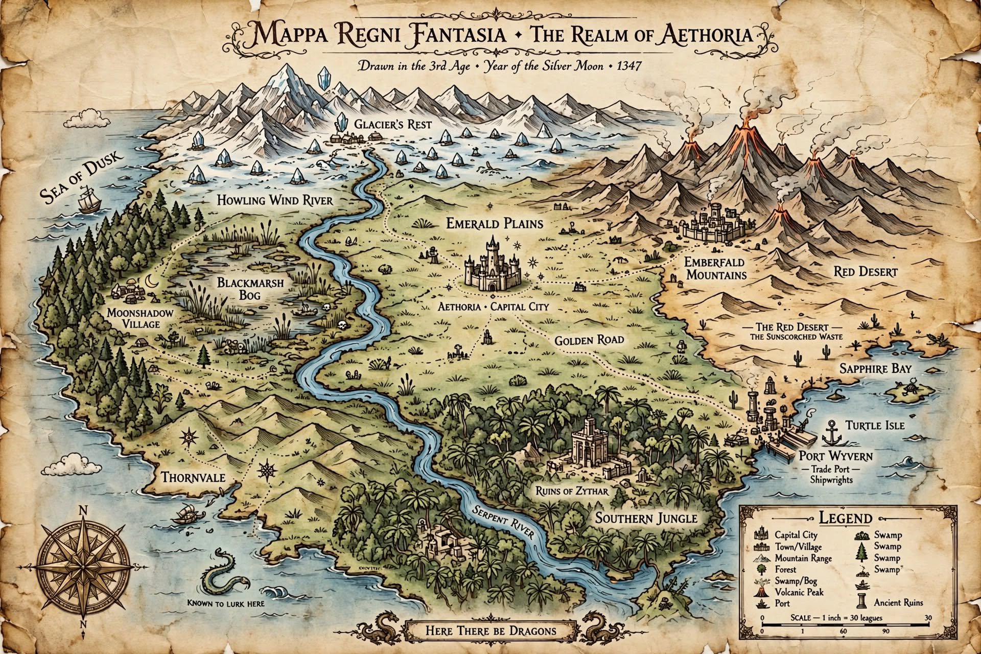 Parchment Map Of Aethoria