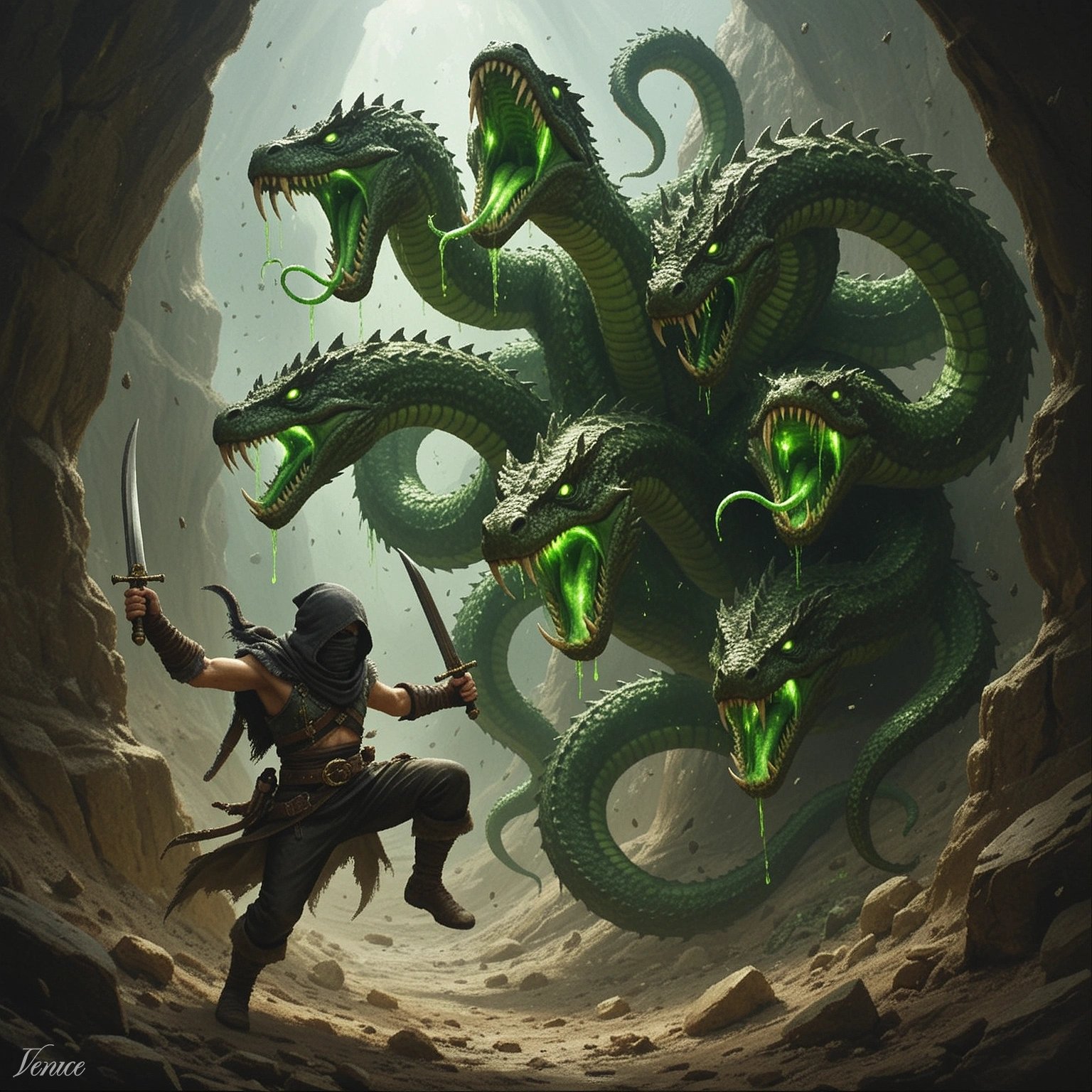 #RAIndomEncounters Day 23: 18 8 15 - Halfling / Assassin / Hydra The guild is about to learn why you…