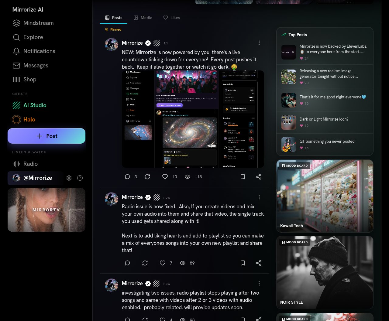The right side of your profile now has top posts AND your moodboard links (only public ones)