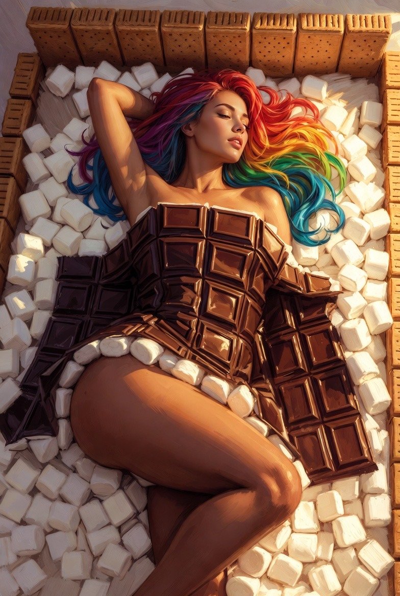 Marshmallow Bed #aiart #art #aigirl “S’mores Please”