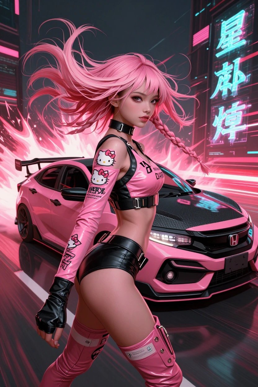 Here is mine Mafia, I souped up a Honda Civic and went all Hello Kitty 🩷🩷 Loved the prompt 🙌💯@D20Maf…