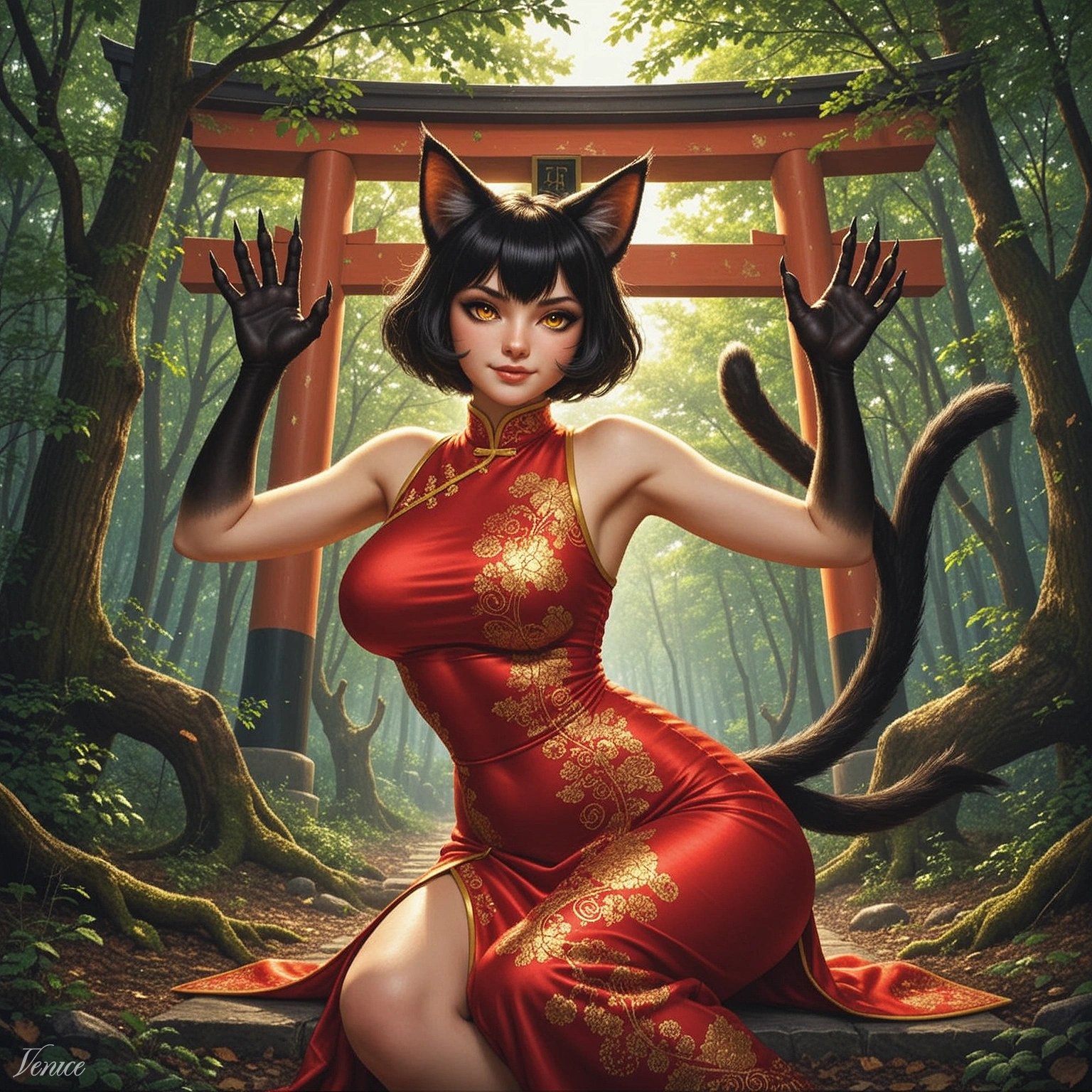 #MonsterGirlJulAI Day 22: Mischievous Nekomata