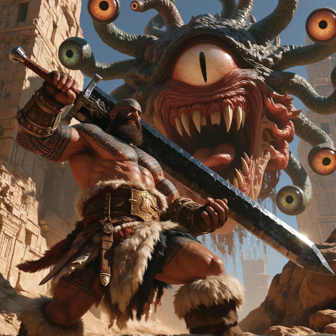 #RAIndomEncounters Day 18: 19 4 25 - Goliath / Barbarian / Beholder The dice have spoken, calling fo…