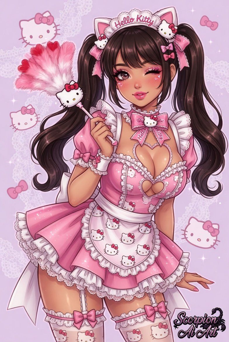 #maidmonday #aiartcommunity Hello Kitty version for @gigisaiart247 Love to make you smile 💕😻