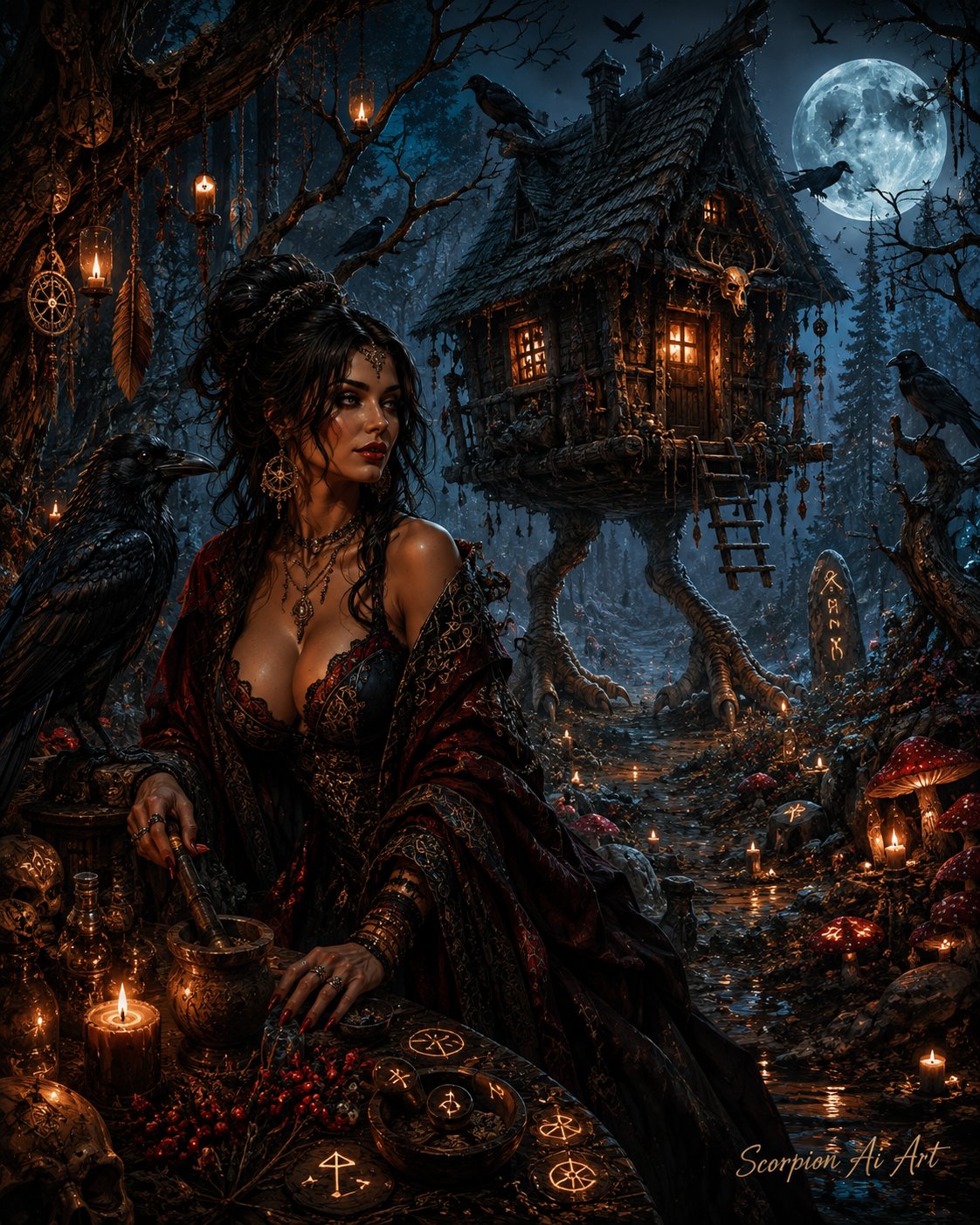#AI2WCFinalRound by @cyberpopdreams Day 6 – Baba Yaga Theme: Slavic Folklore