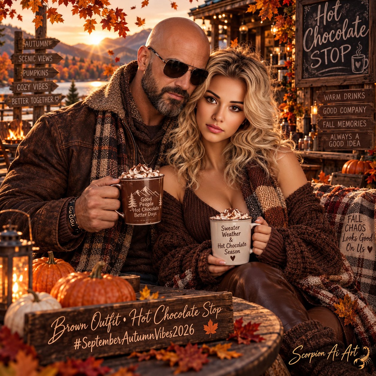 Brown Outfit, Hot chocolate stop Stopped by to get a hot chocolate with my friend @rockymtnbabe 🧡🍂🍁
