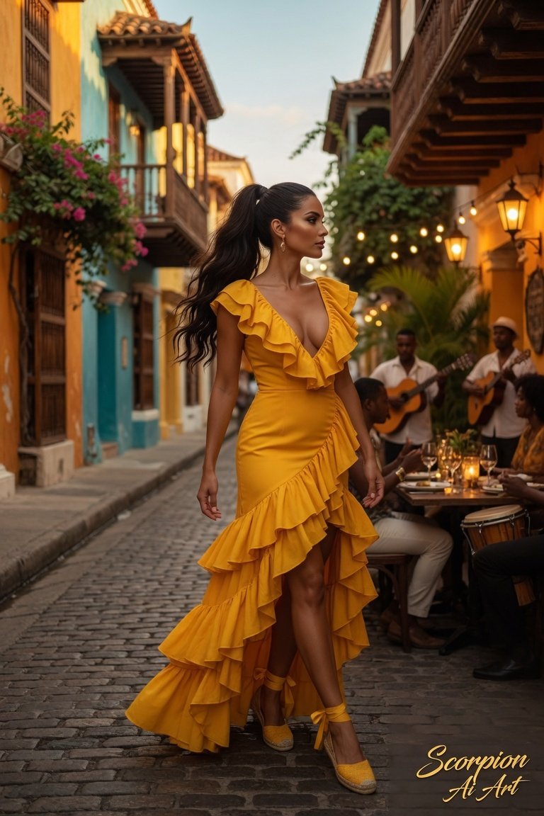 #JulyCityVibes2026 Day 11 - Cartagena — Colonial Color Yellow ruffle dress + espadrilles. Photos in…