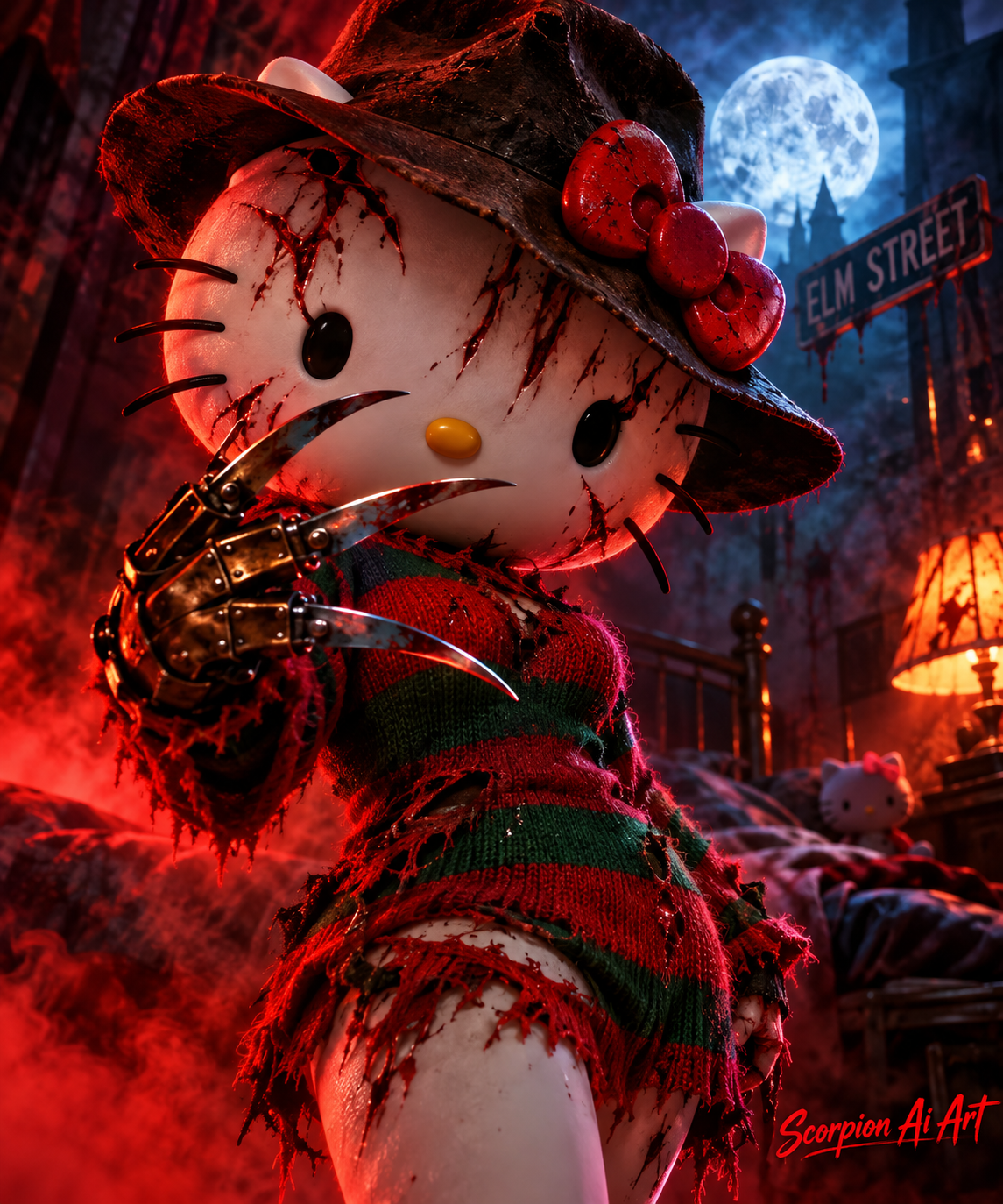 Goodnight midnight shift at work tomorrow 🎃 Day 1: Freddy Krueger - Hello Kitty Enter the nightmare…