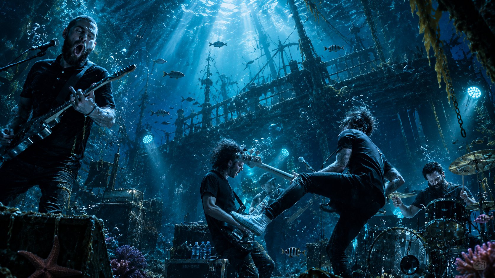 #dailyspark “the orchestra of a sunken ship” The band, Manchester Orchestra playing underwater at a…