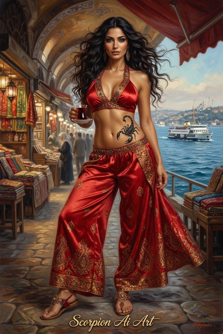 #JulyCityVibes2026 Day 20 - Istanbul - Oriental Silk Satin palazzo pants + halter top + jeweled sand…