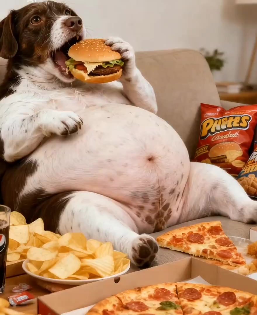My dog was a little hungry tonight. I think he's almost full…