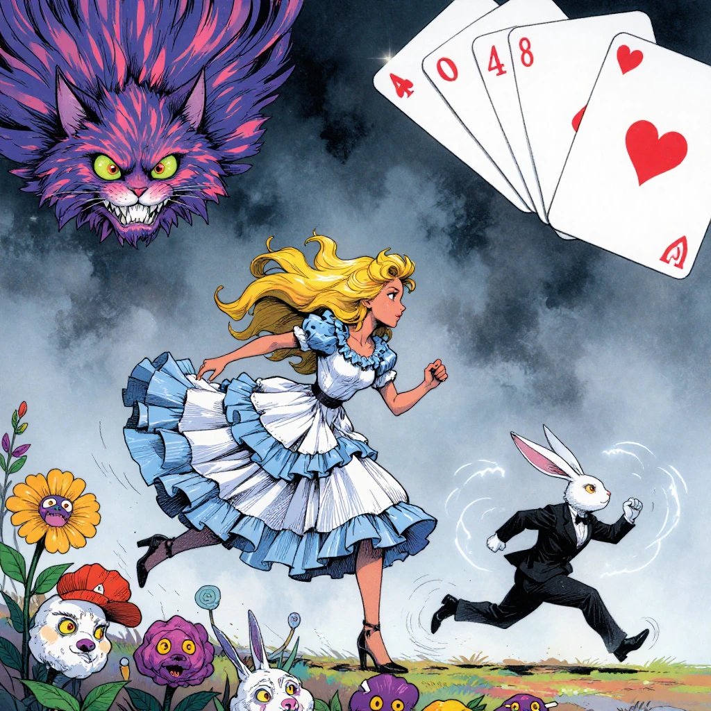 #AIArtStyles2 by @guruscorpion.bsky.social Surreal Dreamcore - Run, Alice, run 🐰