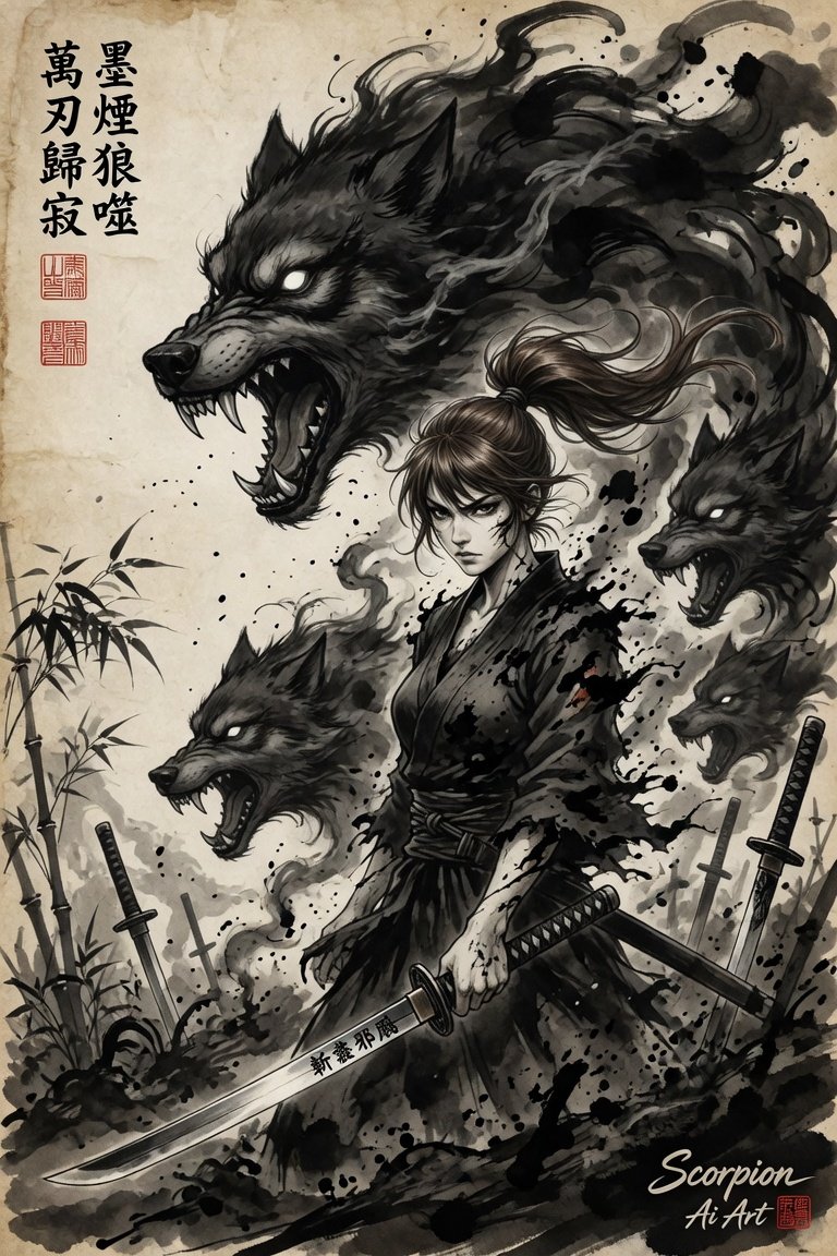 Sumi-e Art #wolfwednesday