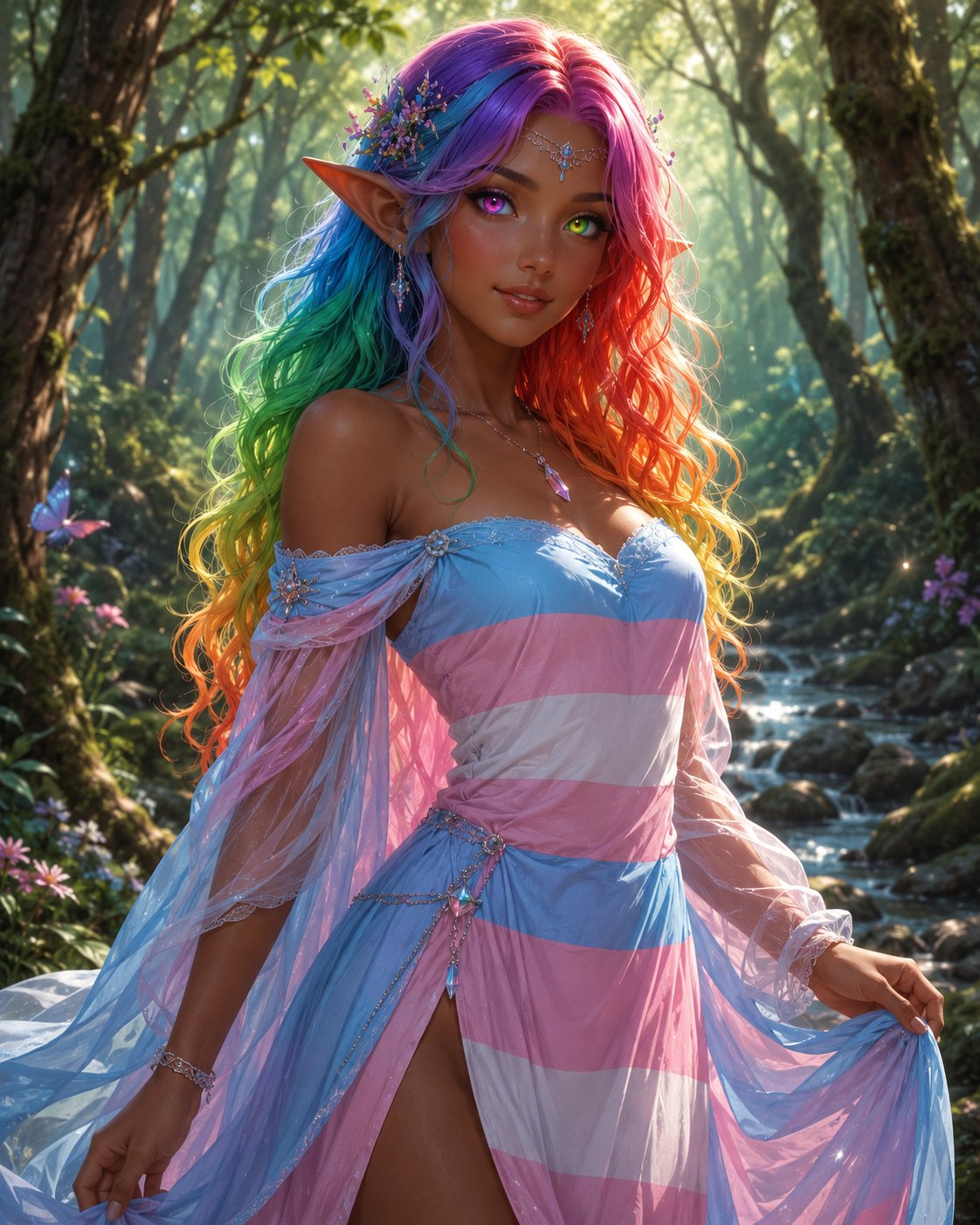 I made an OC for Pride Month. Her name is Lotus!