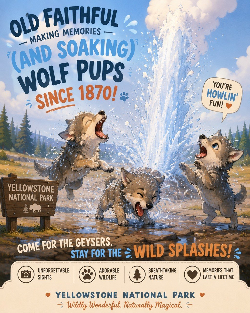 June Challenge #aifamilyroadtrip Day 4 Yellowstone National Park Featuring Old Faithful and the Wolfβ¦