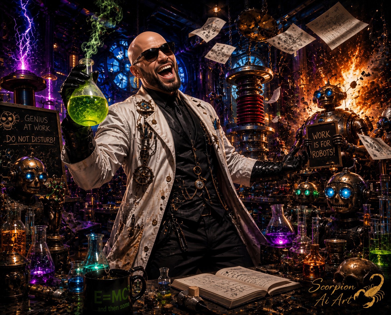 Day 14 – Mad Scientist Theme: Exaggerated Character #AI2WcFinalRound By @cyberpopdreams Thanks for a…