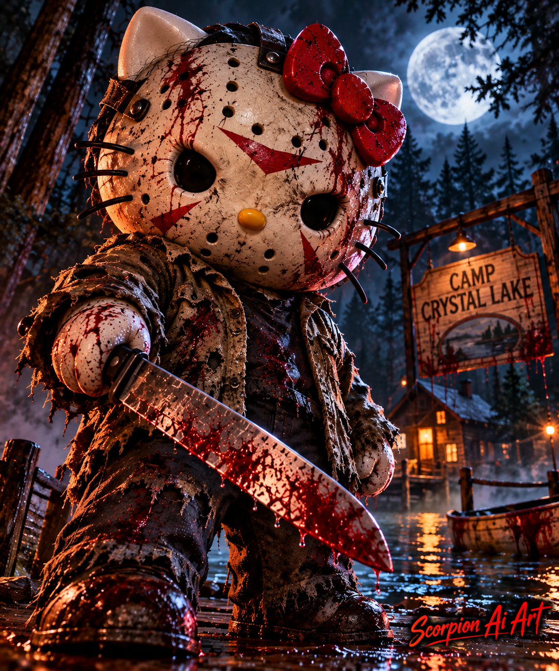 🪓 Day 5: Jason Voorhees Hello Kitty Voorhees The shadows of…