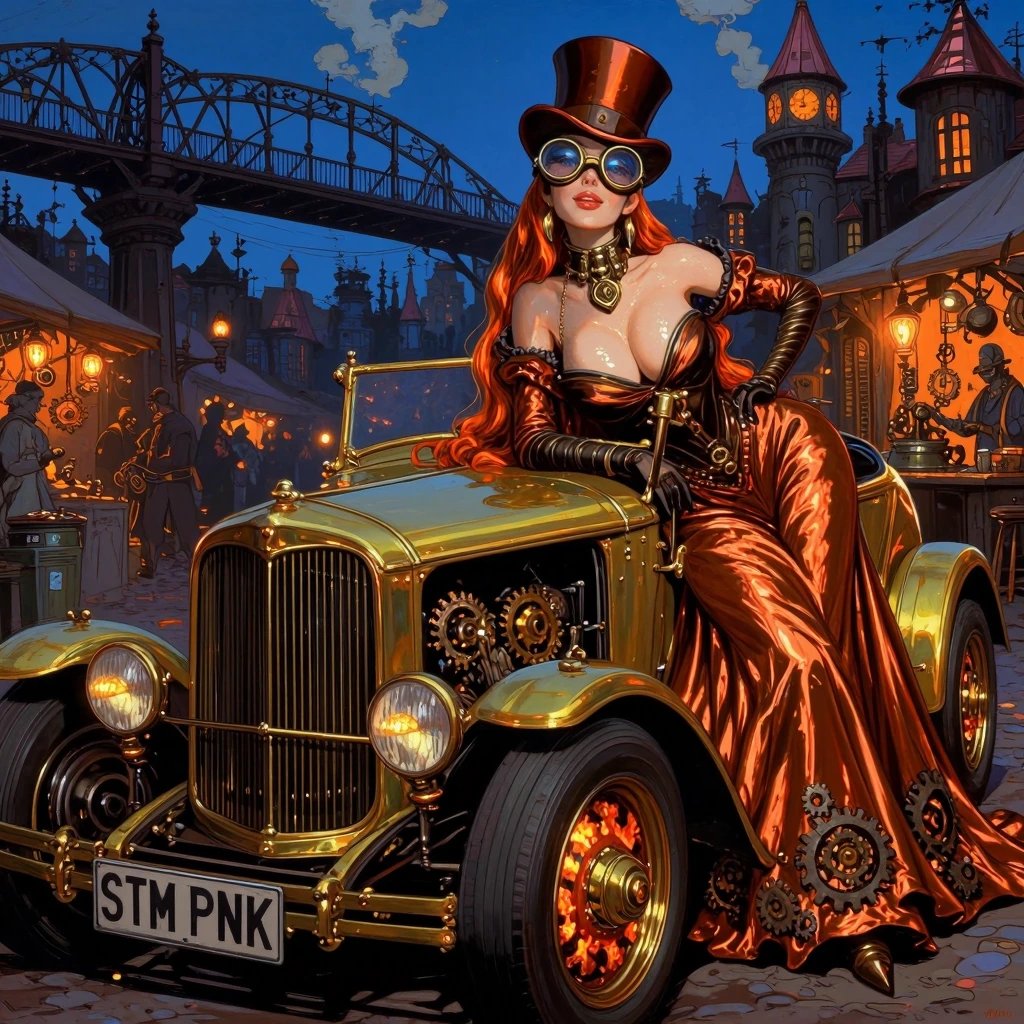 #AiArtStyles2 by @guruscorpion.bsky.social Steampunk Hot Rod