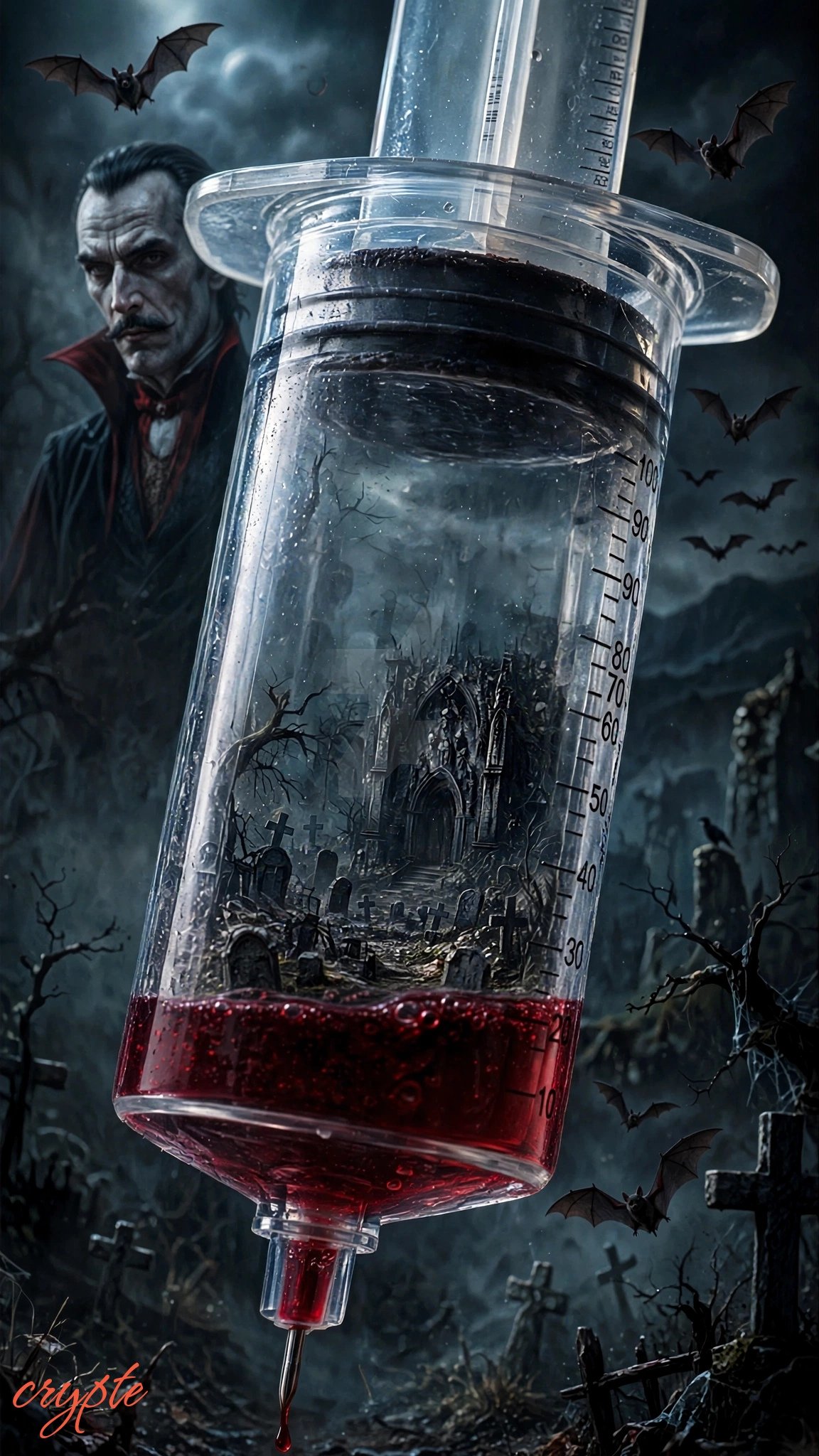 Eternity is measured in millilitres. One injection of necropolis, and night flows into the veins. Th…