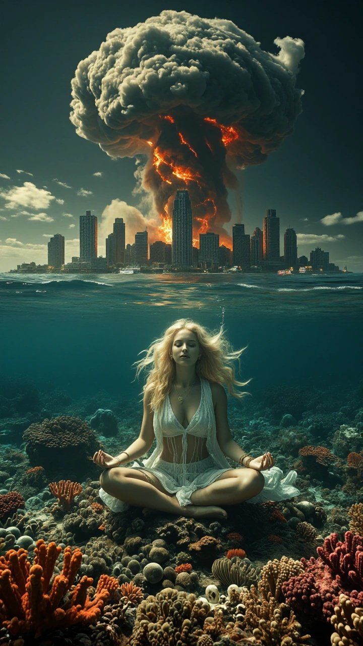 #dailyspark what silence sounds like underwater: A Beautiful Blonde Maiden Sits in the Lotus Positio…