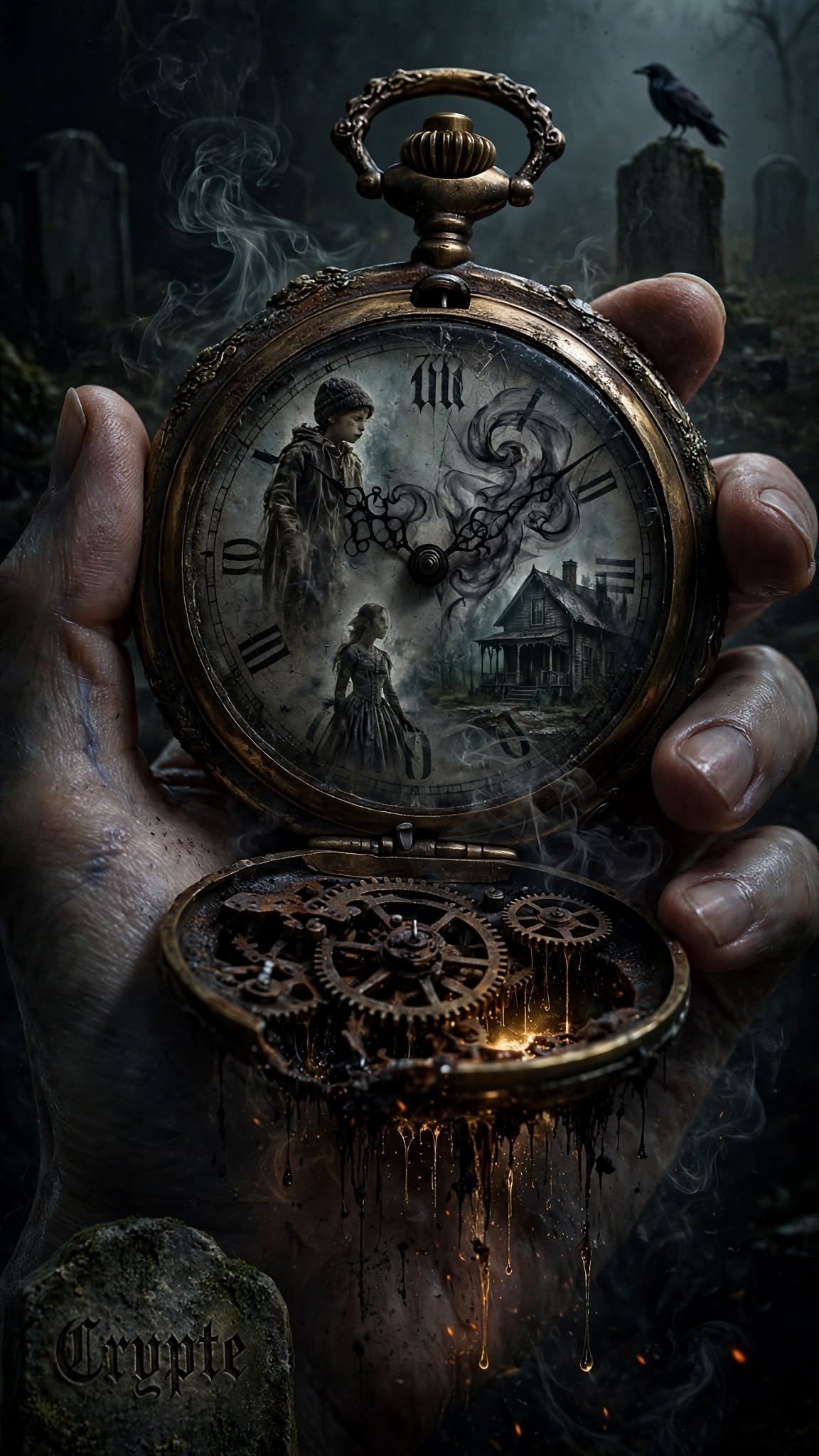 ‘The hands, like fingers of mourning, weave eternity. At the heart of this bygone era, the past and…