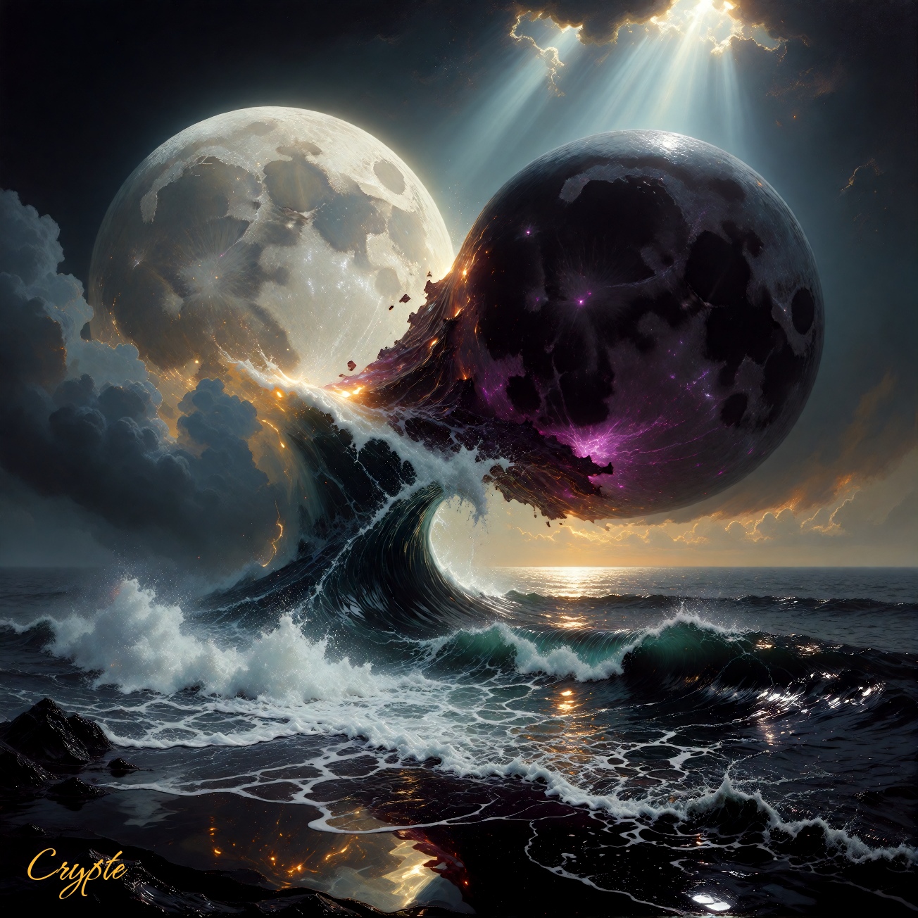 #dailyspark "two moons arguing over one tide"😱🌕💥🌑