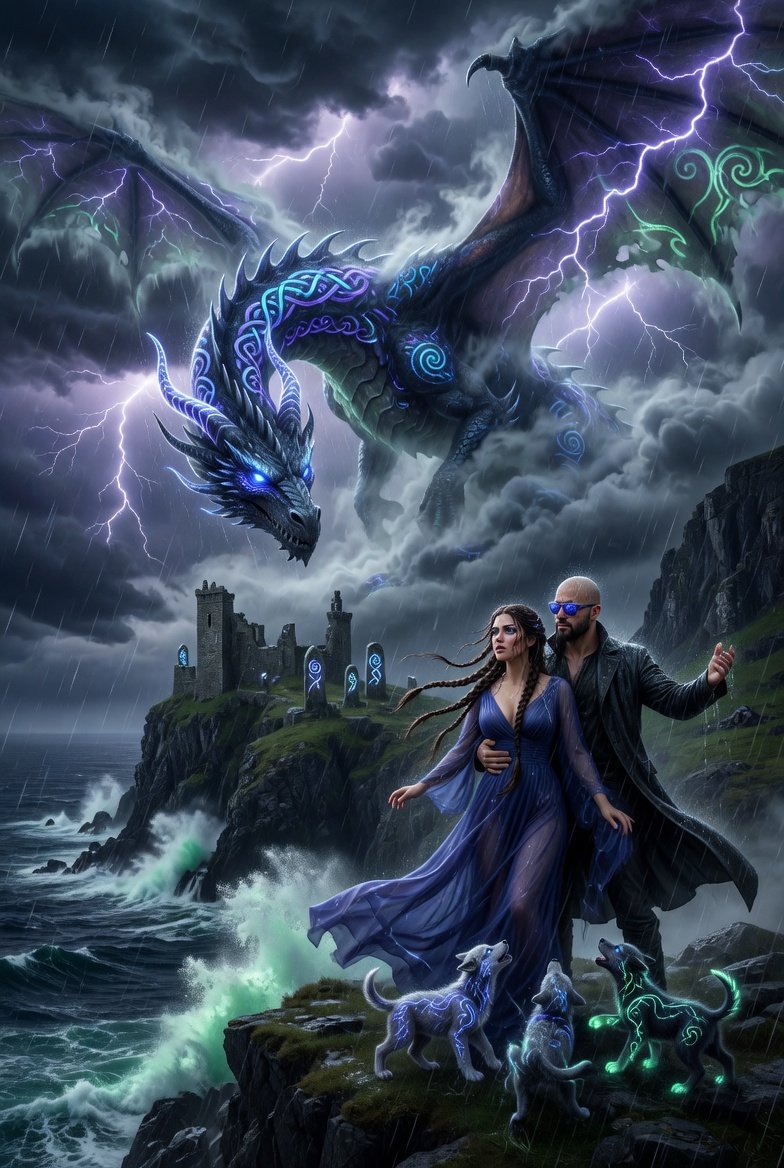 #AllThingsSpring April Challenge #aiartcommunity All Welcome to Join Day 14 Storm Romance #DragonTue…