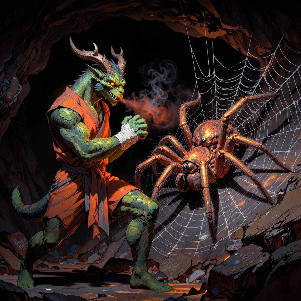 #RAIndomEncounters Day 7: 6 12 19 - Dragonborn / Monk / Giant Spider Burn it. Smash it. Stomp it! Ki…
