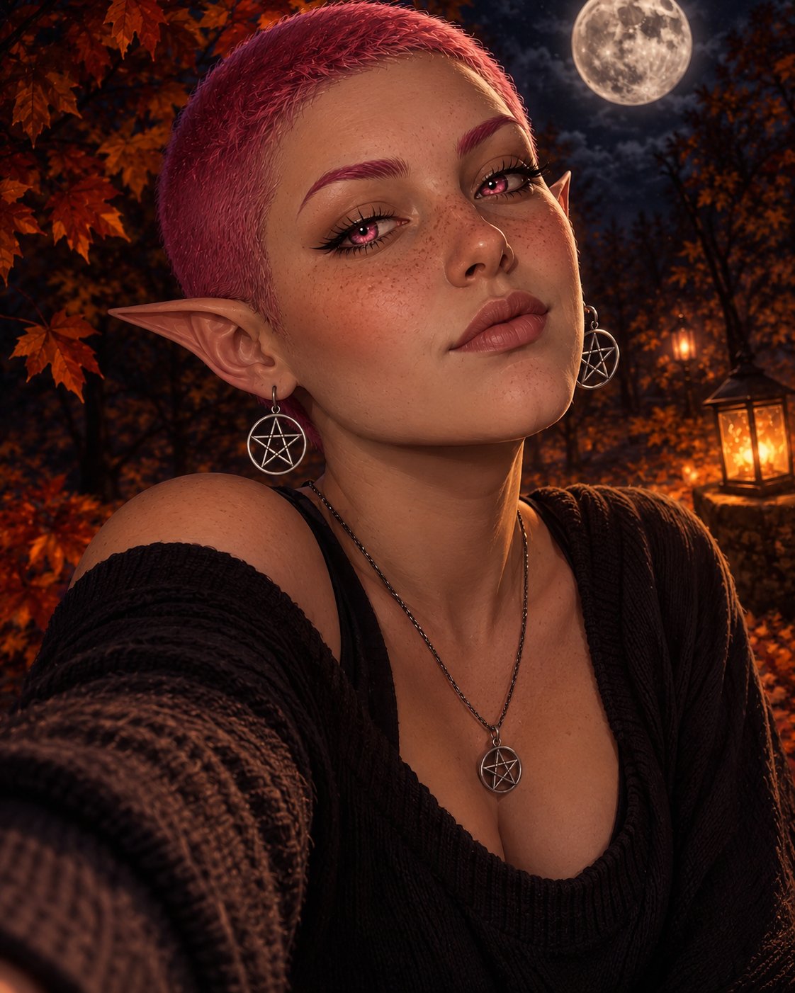 ChatGPT has been giving her pentacle jewelry without me even prompting it. I love it. Makes her look…