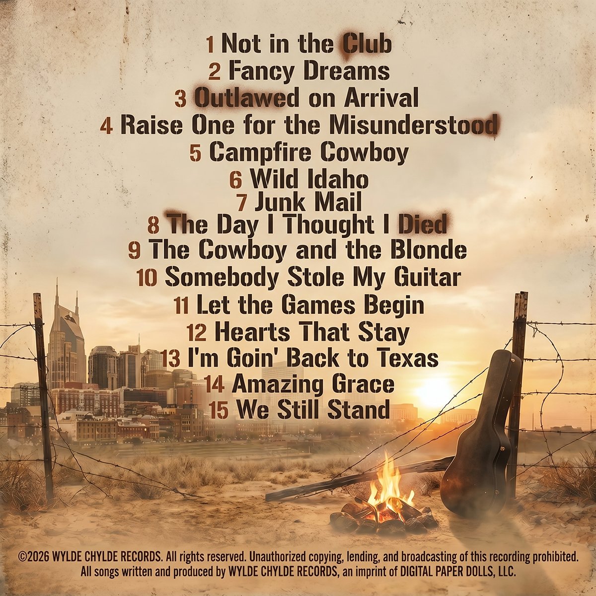 The back cover of Cody M. Brooks' Outlawed on Arrival album.…