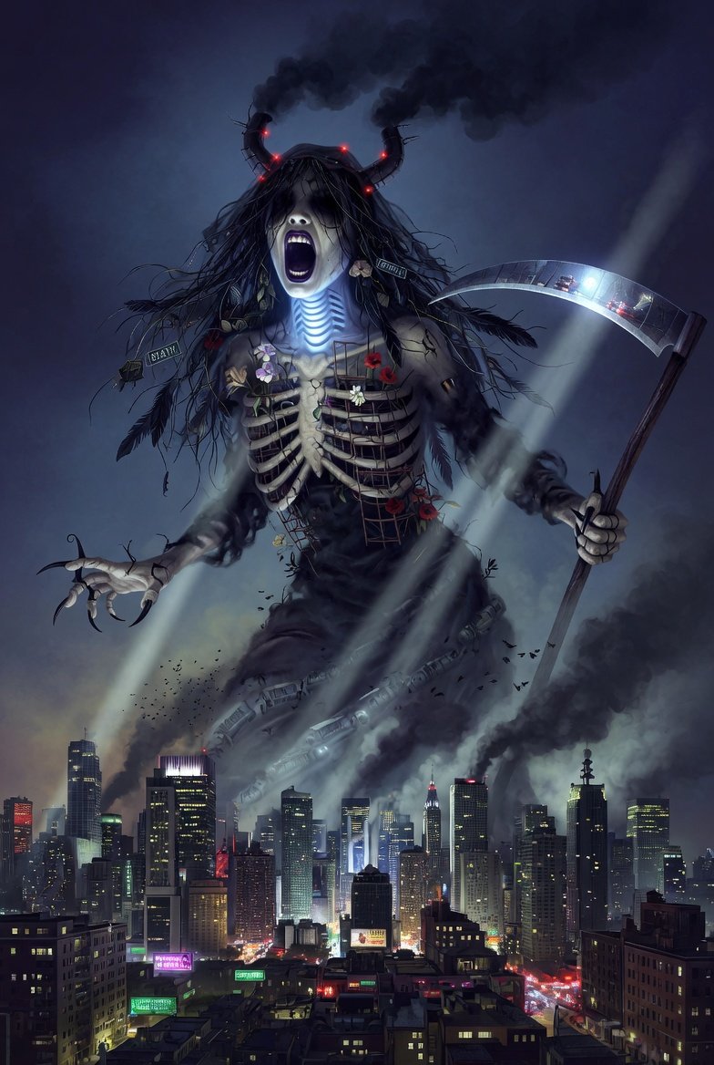 #AllThingsSpring April Challenge #aiartcommunity All Welcome to Join Day 24 Skyline Siren - Death Si…