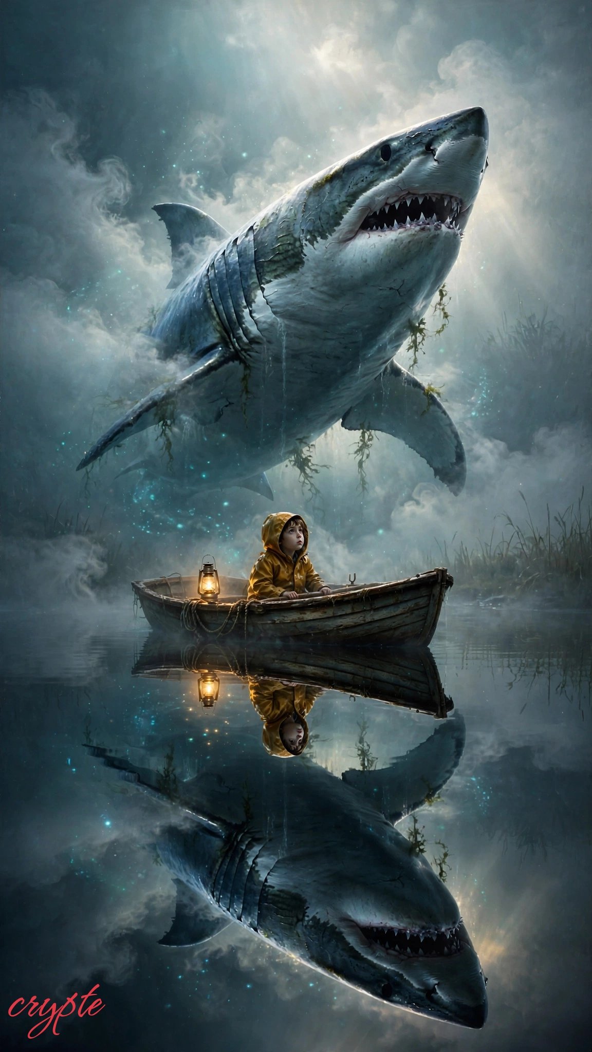 #SharkWeek Challenge🦈🦈🌊 — Hosted by Scorpion AI Art Day 1:"Great White Encounter"😱☠️
