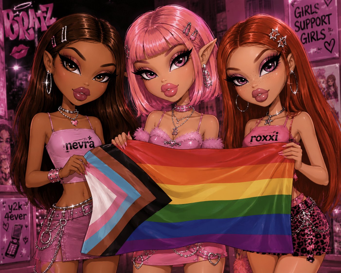 There is a canon sapphic couple in the bratz world. Love these girlz!
