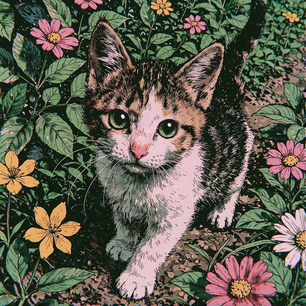 Kitten Exploring A Floral Garden #Caturday