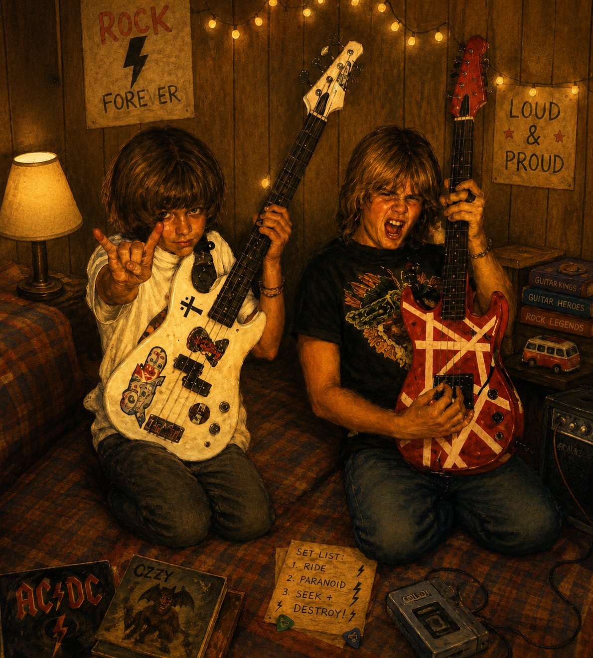 Me and my brother.. I am the one with the white bass guitar. This was when I was 13 years old with m…