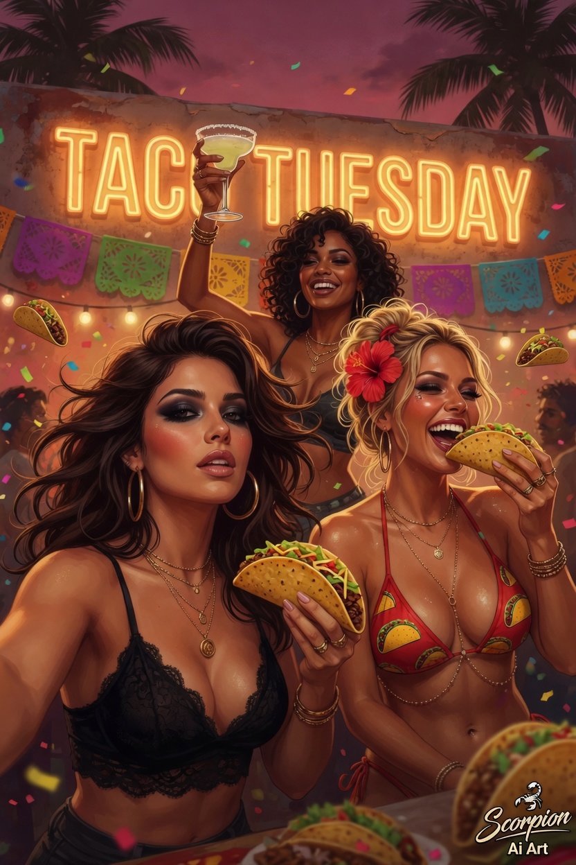 Happy #TacoTuesday @gigisaiart247 & @Jinx have a great time with their new gal pal
