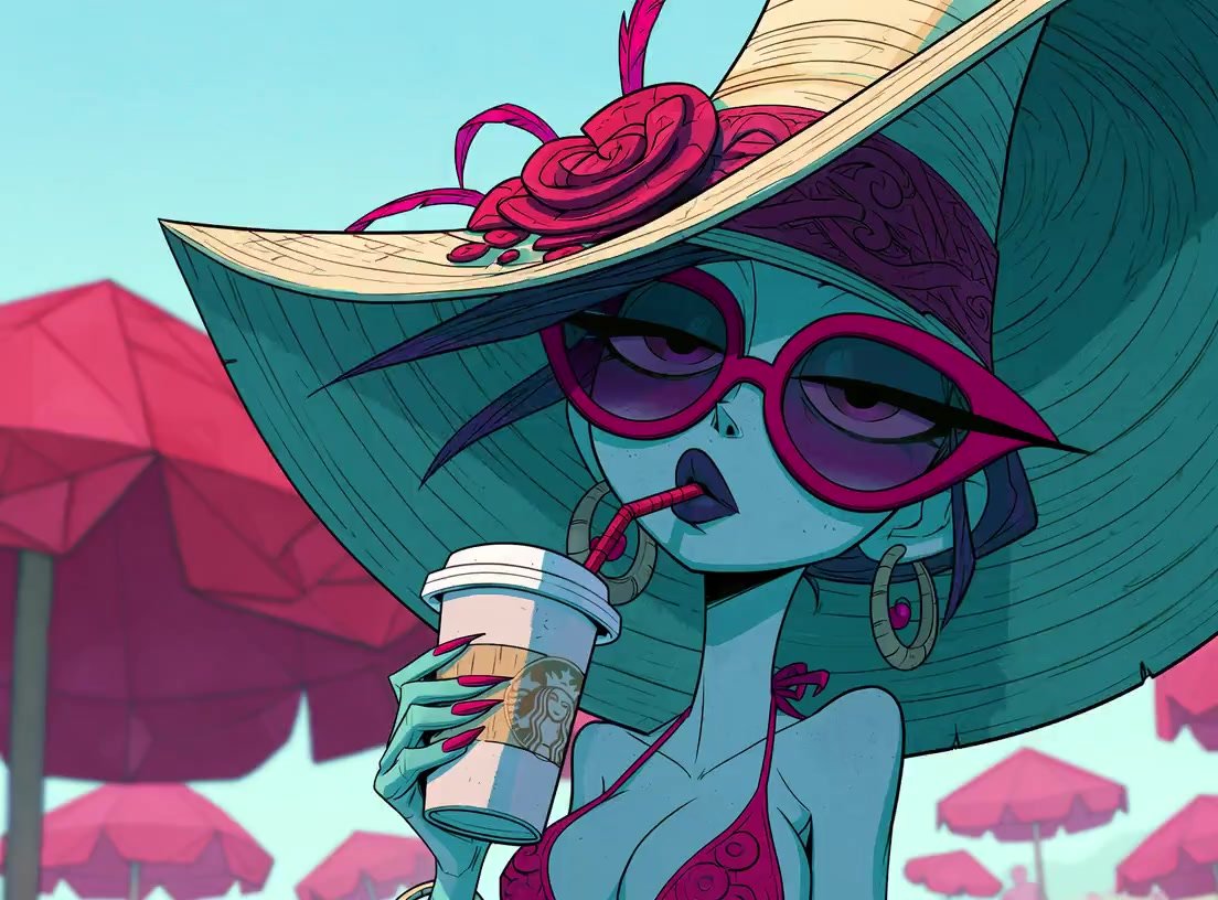Coffee Break on the Beach ⛱️😎👙🌊🥤